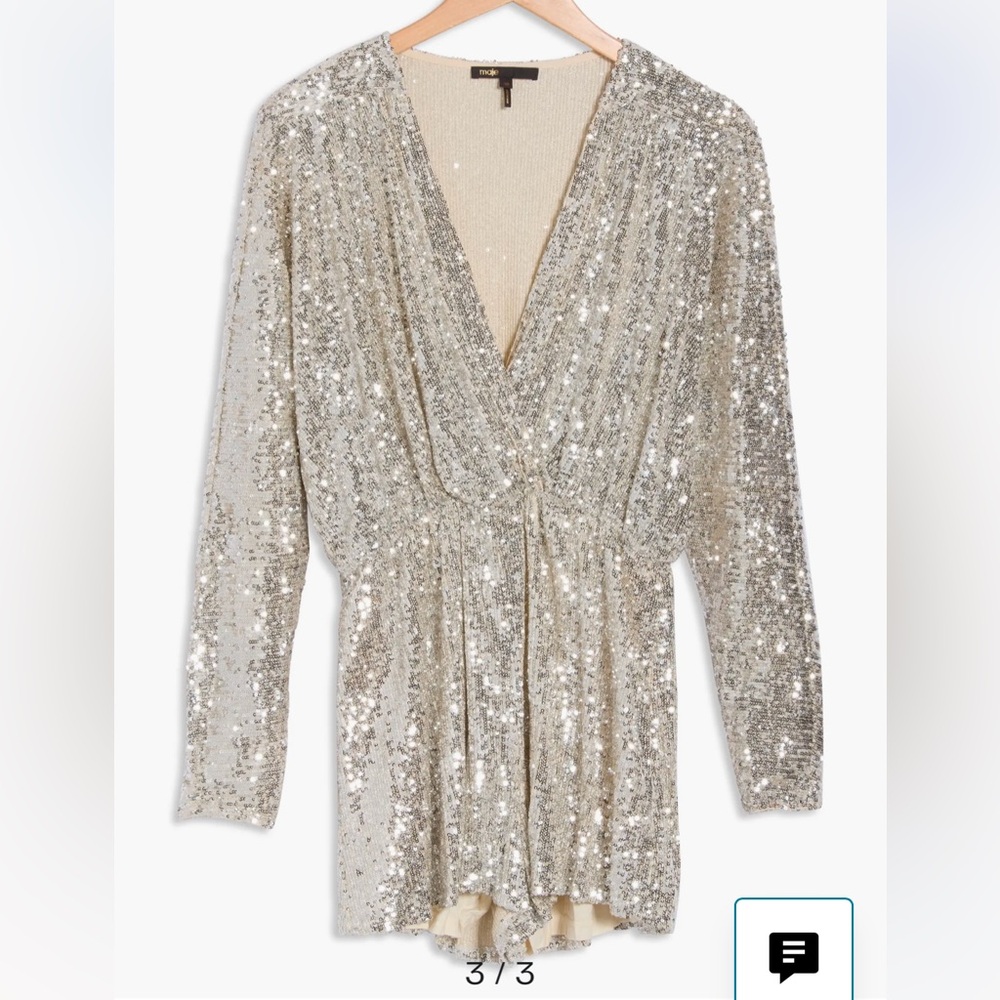 MAJE Ilette Short Sequin Playsuit size sparkling romper 40 NEW with tags